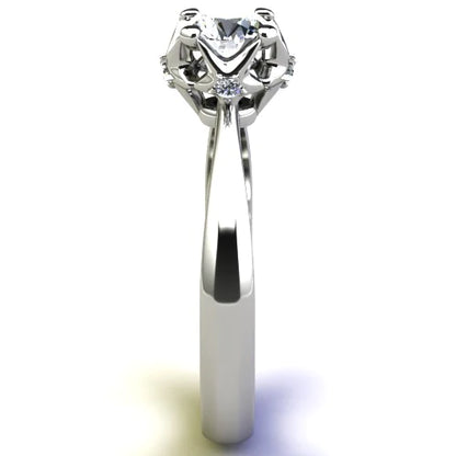 Anel de Noivado Solitario Diamantes Brilhante Ouro Branco 18k Helena