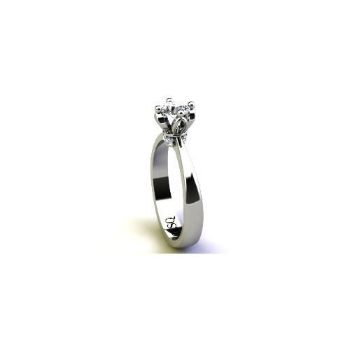 Anel de Noivado Solitario Diamantes Brilhante Ouro Branco Cindy