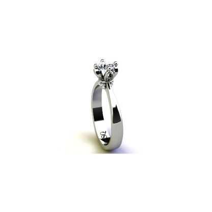 Anel de Noivado Solitario Diamantes Brilhante Ouro Branco Cindy