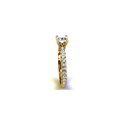 Anel de Noivado Solitario Diamantes Brilhante Ouro Amarelo 18k Karen