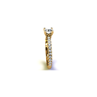 Anel de Noivado Solitario Diamantes Brilhante Ouro Amarelo 18k Karen