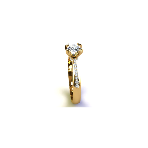 Anel de Noivado Solitario Diamantes Brilhante Ouro Amarelo 18k Anne
