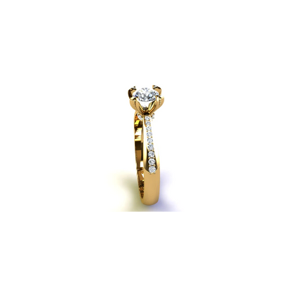 Anel de Noivado Solitario Diamantes Brilhante Ouro Amarelo 18k Anne
