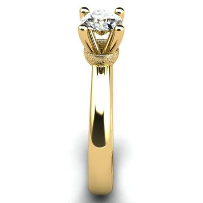 Anel de Noivado Solitario Diamantes Brilhante Ouro Amarelo Libby