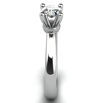 Anel de Noivado Solitario Diamantes Brilhante Ouro Branco Libby