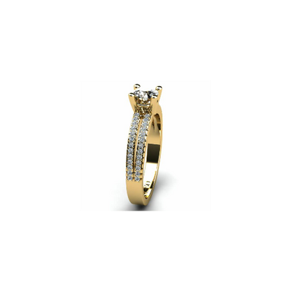 Anel de Noivado Solitario Diamantes Brilhante Ouro Amarelo Summers