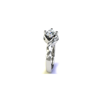 Anel de Noivado Solitario Diamantes Brilhante Ouro Branco Kalla