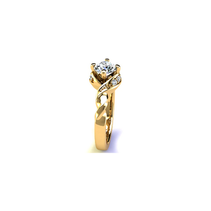 Anel de Noivado Solitario Diamantes Brilhante Ouro Amarelo Kalla