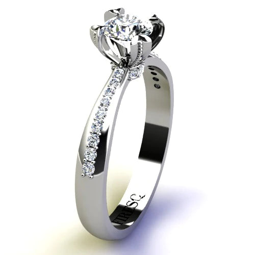 Anel de Noivado Solitario Diamantes Brilhante Ouro Branco 18k Anne