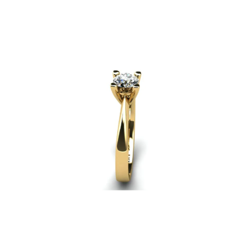 Anel de Noivado Solitario Diamantes Brilhante Ouro Amarelo Jaden