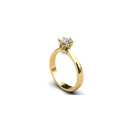 Anel de Noivado Solitario Diamantes Brilhante Ouro Amarelo 18k Virtus