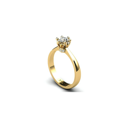 Anel de Noivado Solitario Diamantes Brilhante Ouro Amarelo 18k Virtus