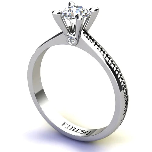 Anel de Noivado Solitario Diamantes Brilhante Ouro Branco Daisy