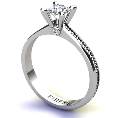 Anel de Noivado Solitario Diamantes Brilhante Ouro Branco Daisy