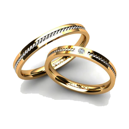 Par de Alianças de Casamento Noivado em Ouro 18k 2,5mm Bart