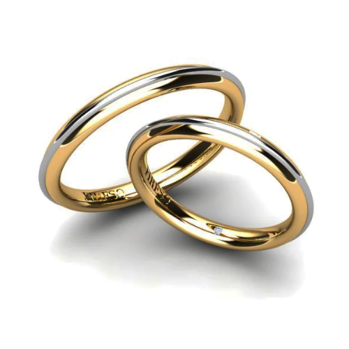 Par de Alianças de Casamento Noivado em Ouro 18k 2,5mm Bolt
