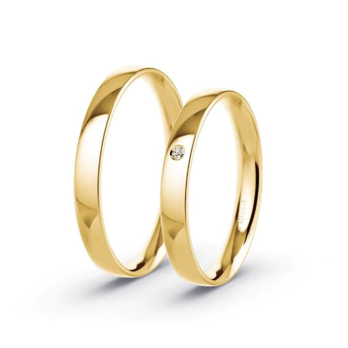 Par de Alianças de casamento noivado  ouro 18k diamantes  2,5mm Helena