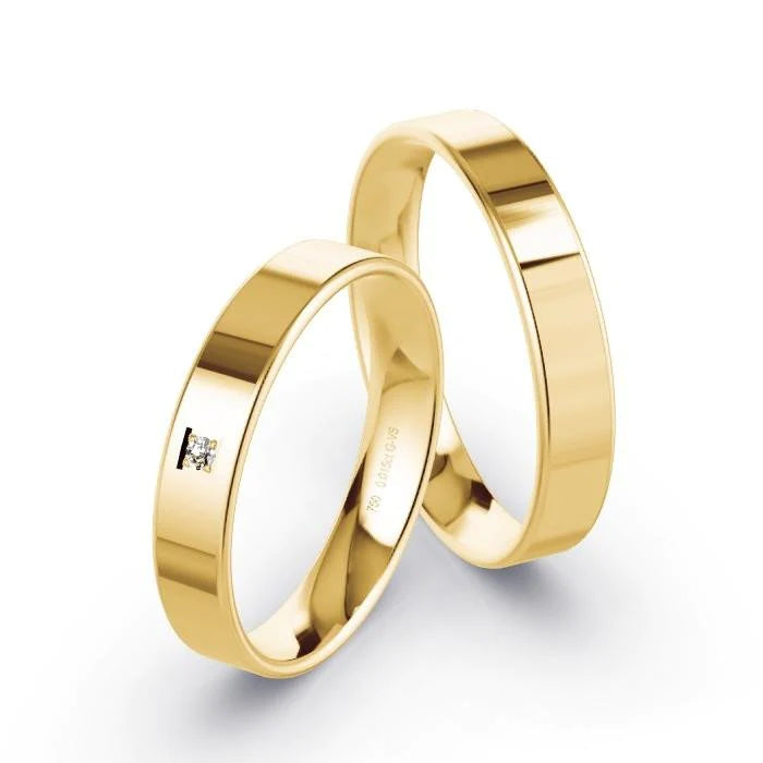 Alianças de casamento noivado  ouro 18k diamantes  4mm Livia