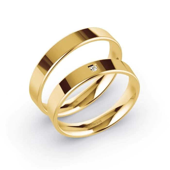 Alianças de casamento noivado  ouro 18k diamantes  4mm Livia