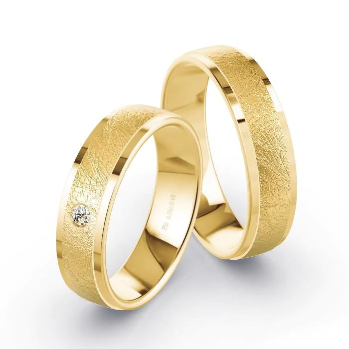 Par de Alianças de casamento noivado  ouro 18k diamantes 5mm Leona