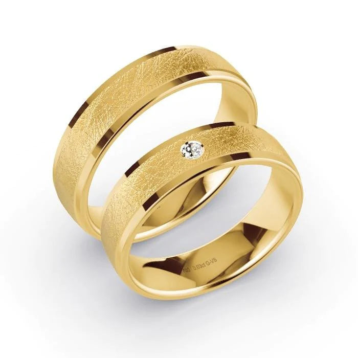 Par de Alianças de casamento noivado  ouro 18k diamantes 5mm Leona