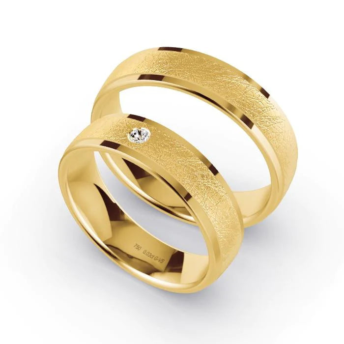 Par de Alianças de casamento noivado  ouro 18k diamantes 5mm Leona