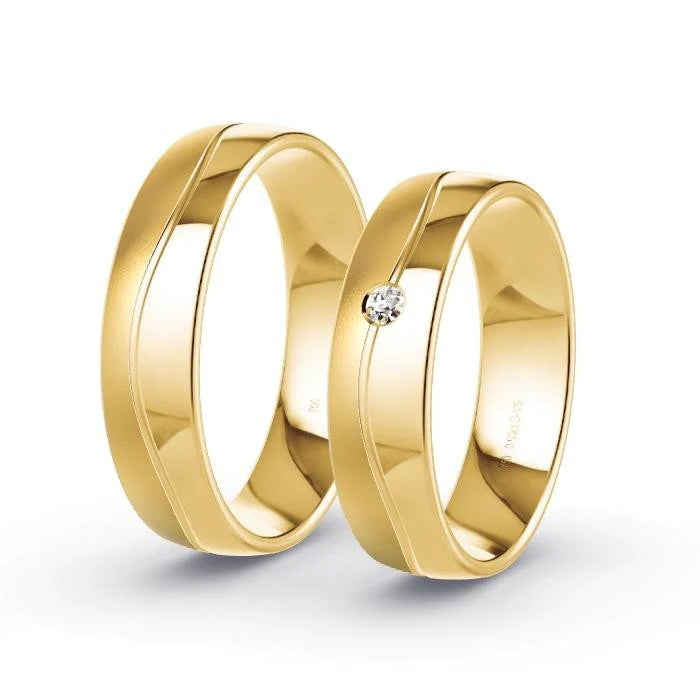 Par de Alianças de casamento noivado  ouro 18k diamantes 5mm bel