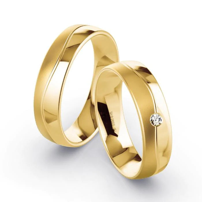 Par de Alianças de casamento noivado  ouro 18k diamantes 5mm bel