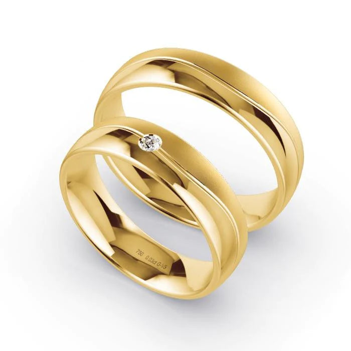 Par de Alianças de casamento noivado  ouro 18k diamantes 5mm bel