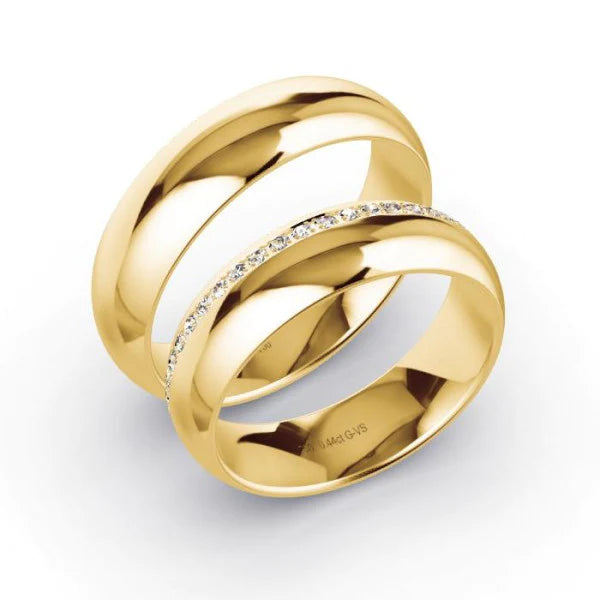 Par de Alianças de casamento noivado  ouro 18k diamantes  6mm Shopia