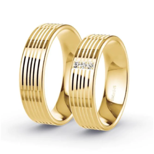 Par de Alianças de casamento noivado  ouro 18k diamantes 6mm Sun