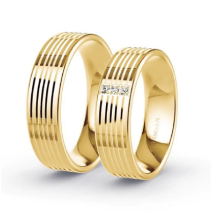 Par de Alianças de casamento noivado  ouro 18k diamantes 6mm Sun