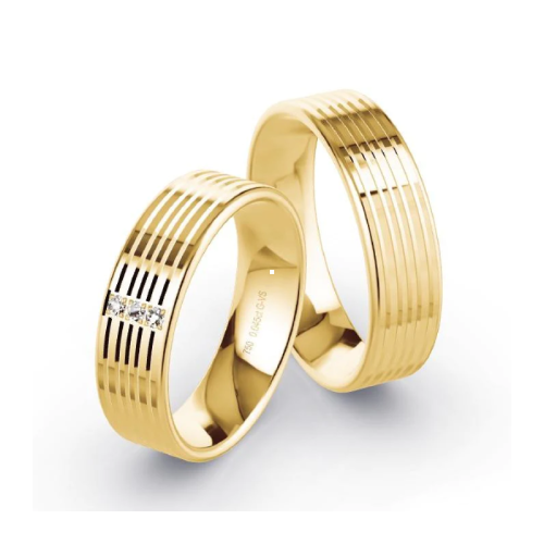 Par de Alianças de casamento noivado  ouro 18k diamantes 6mm Sun