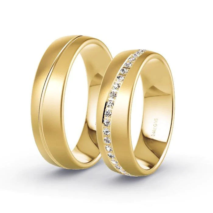 Par de Alianças de casamento noivado  ouro 18k diamantes  6mm Diana