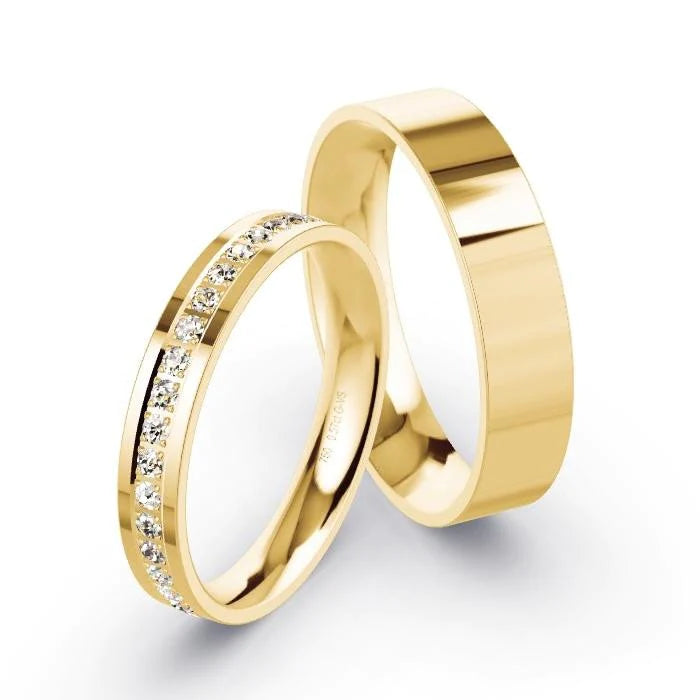 Par de Alianças de casamento noivado  ouro 18k diamantes 3,5mm Fine
