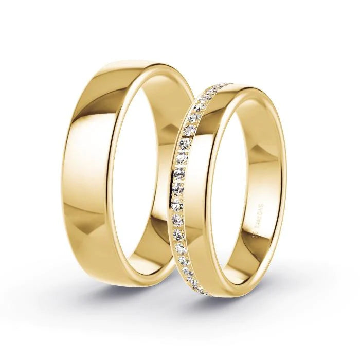 Par de Alianças de casamento noivado  ouro 18k diamantes 4,5mm Roma
