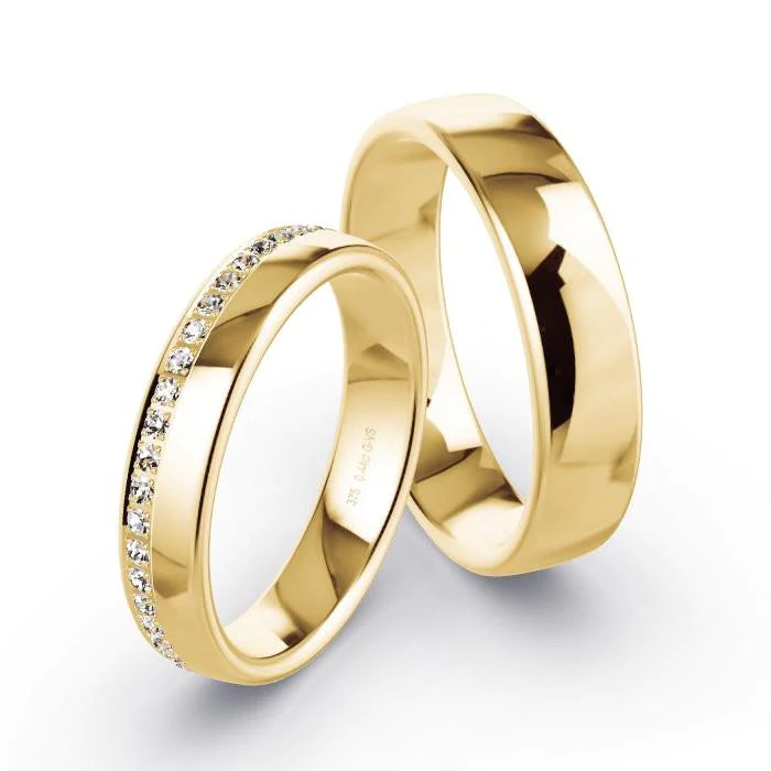 Par de Alianças de casamento noivado  ouro 18k diamantes 4,5mm Roma