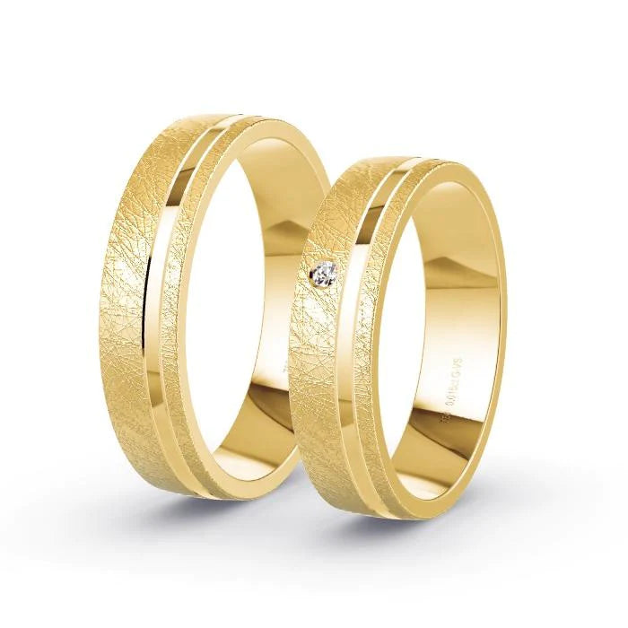 Par de Alianças de casamento noivado  ouro 18k diamantes 5mm Noir