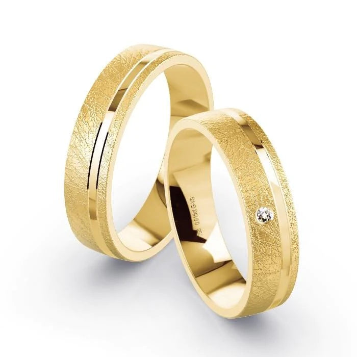 Par de Alianças de casamento noivado  ouro 18k diamantes 5mm Noir