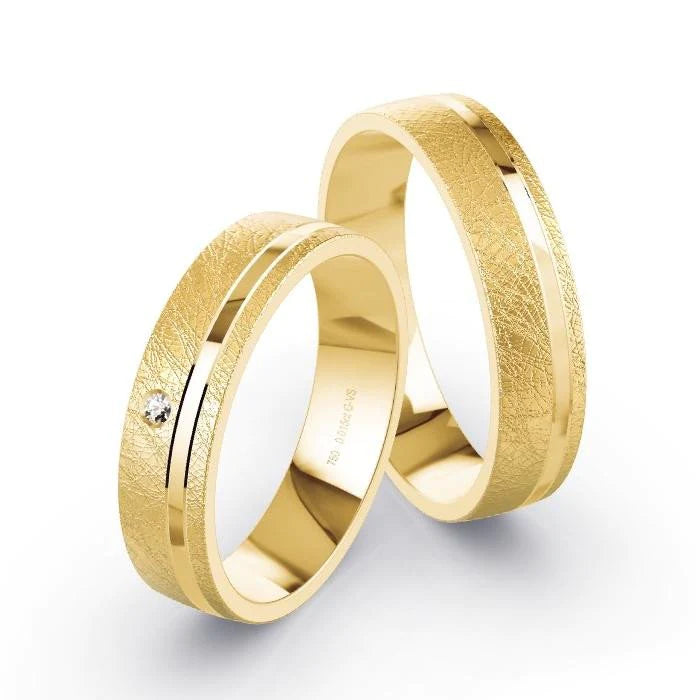 Par de Alianças de casamento noivado  ouro 18k diamantes 5mm Noir