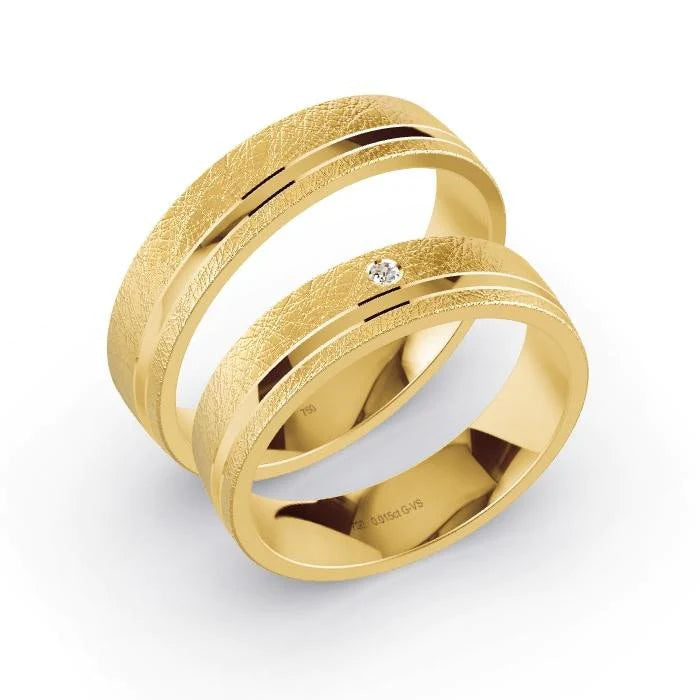 Par de Alianças de casamento noivado  ouro 18k diamantes 5mm Noir