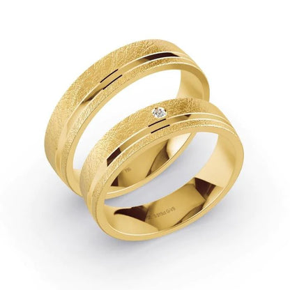 Par de Alianças de casamento noivado  ouro 18k diamantes 5mm Noir