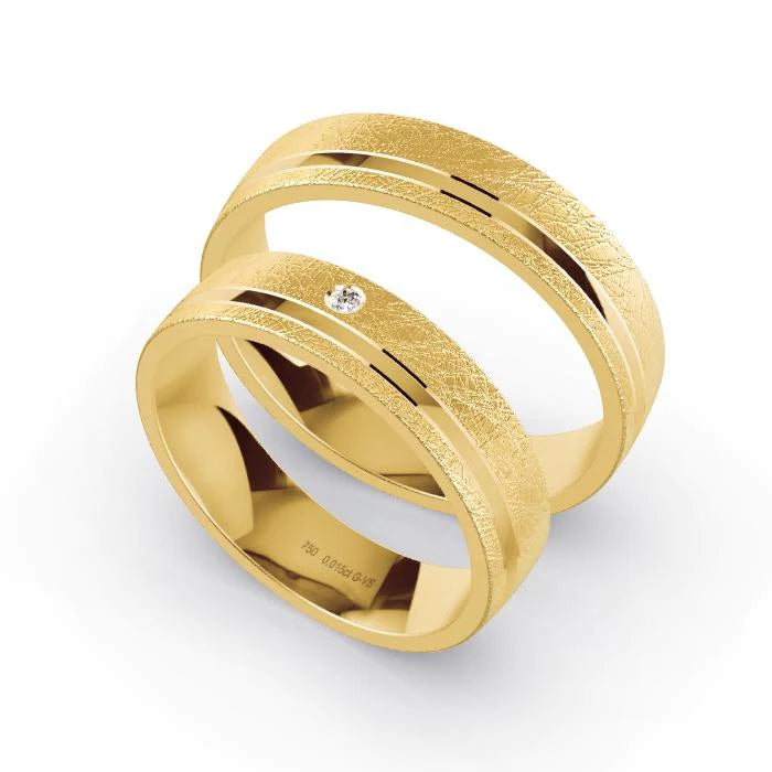 Par de Alianças de casamento noivado  ouro 18k diamantes 5mm Noir