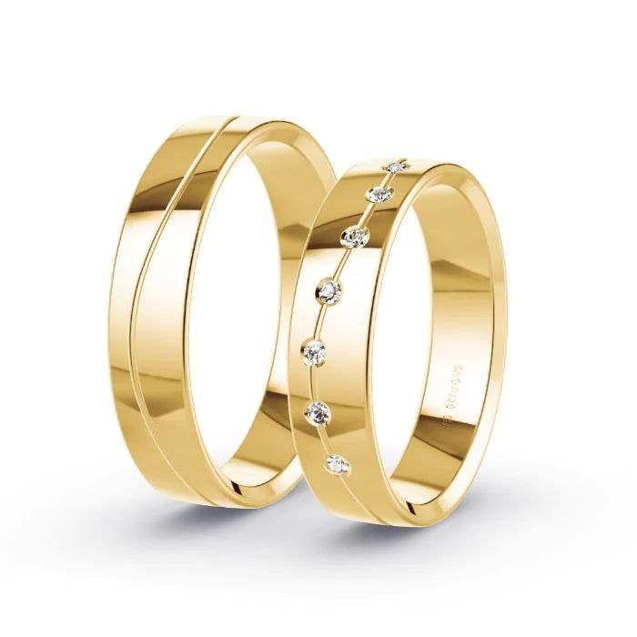 Par de Alianças de casamento noivado  ouro 18k diamantes 5mm Vike