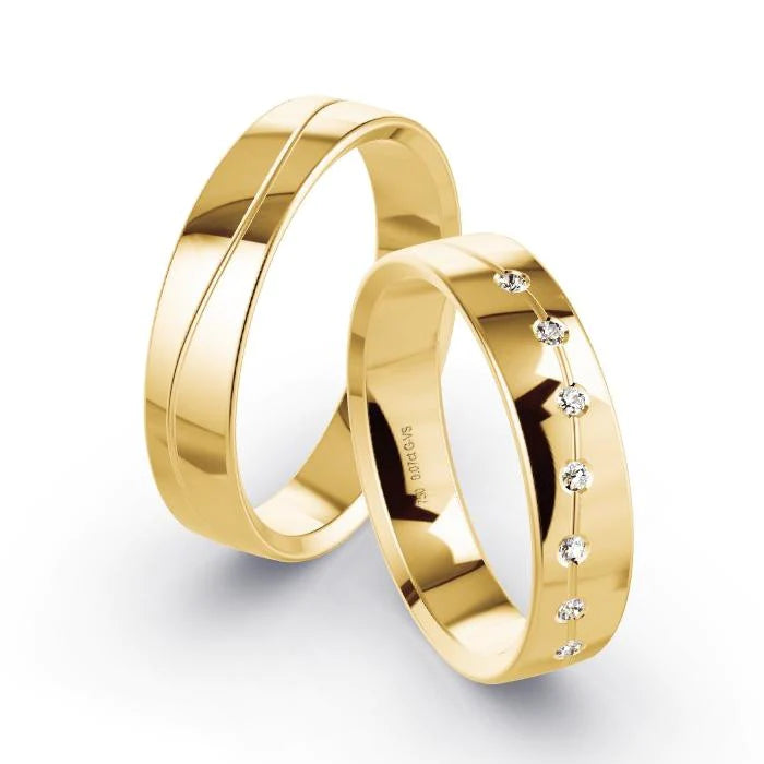 Par de Alianças de casamento noivado  ouro 18k diamantes 5mm Vike
