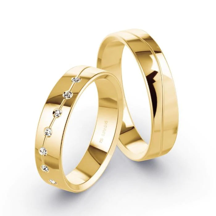 Par de Alianças de casamento noivado  ouro 18k diamantes 5mm Vike