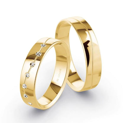 Par de Alianças de casamento noivado  ouro 18k diamantes 5mm Vike