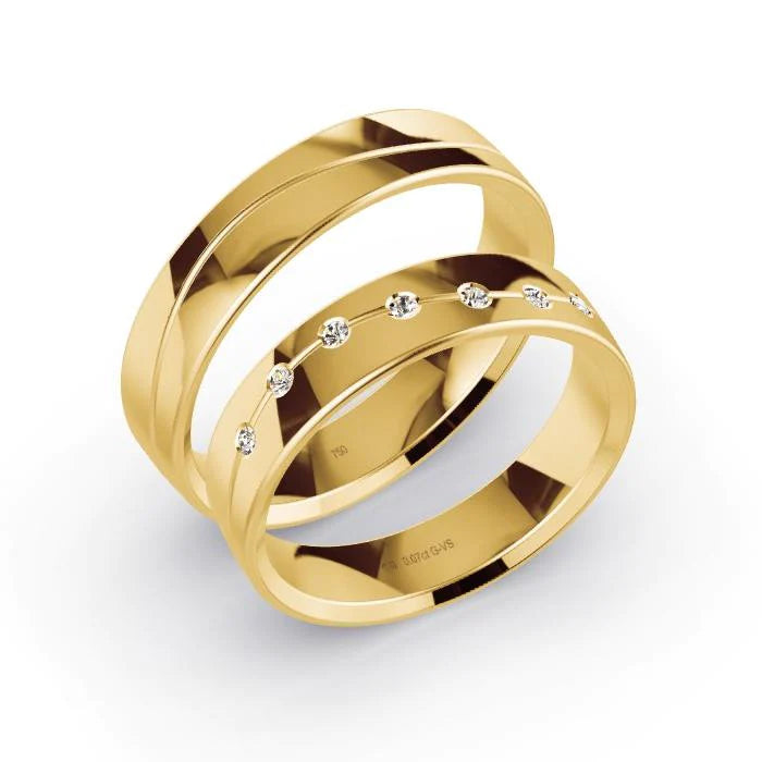 Par de Alianças de casamento noivado  ouro 18k diamantes 5mm Vike