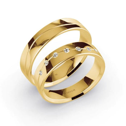 Par de Alianças de casamento noivado  ouro 18k diamantes 5mm Vike