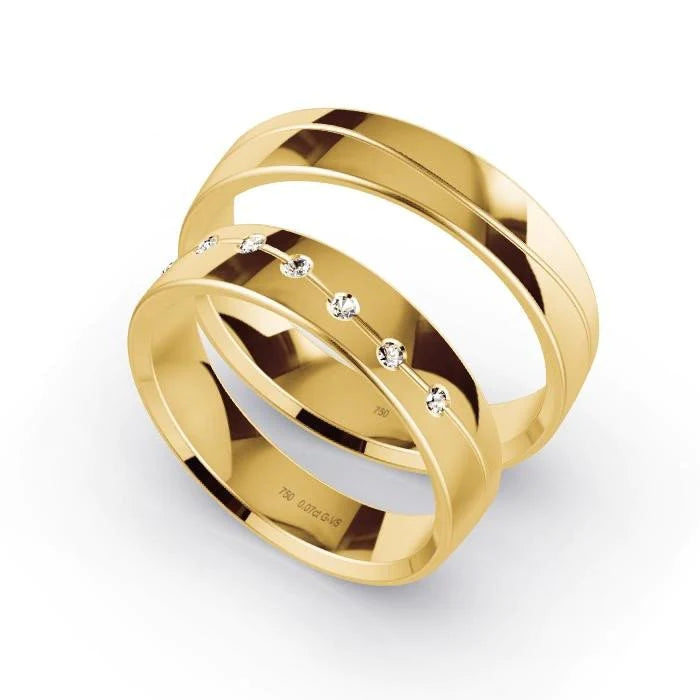 Par de Alianças de casamento noivado  ouro 18k diamantes 5mm Vike